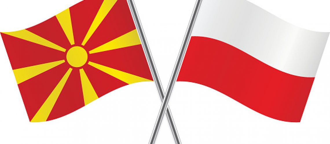 Macedonian and Polish flags. Vector illustration.