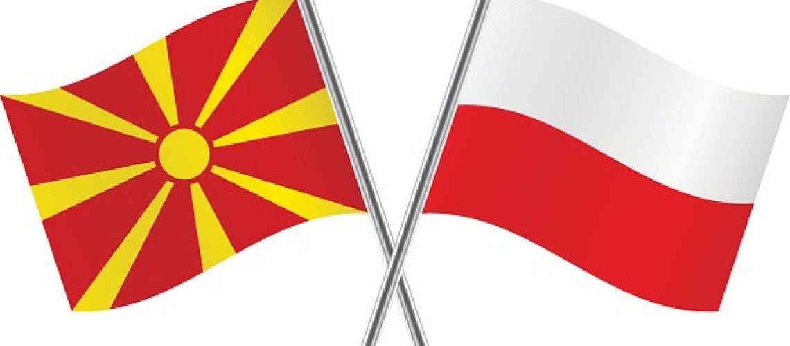 Macedonian and Polish flags. Vector illustration.